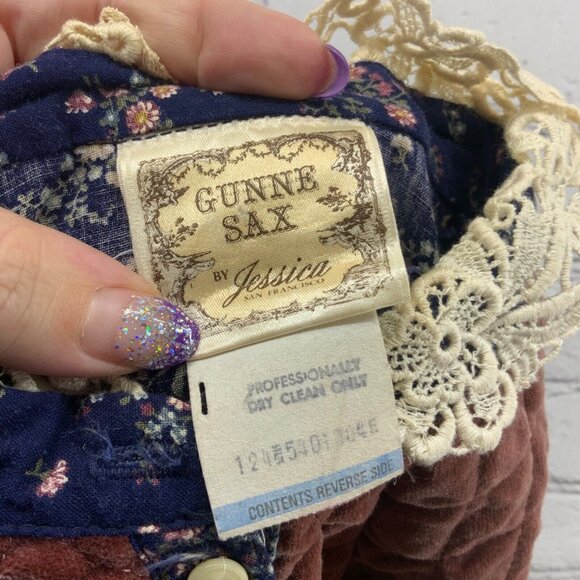 Gunne Sax Dress Vintage 70’s Prairie Girl Floral Print Lace High Collar XS Jr 5 - Picture 12 of 12
